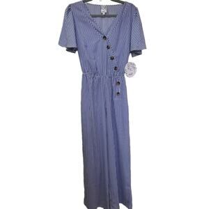 Naïf Blue And White Pinstriped Jumpsuit 26” Inseam Cottagecore Barbiecorp